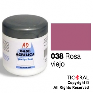 BASE ACRILICA AD 038 ROSA VIEJO 200ML X 3 UNIDADES